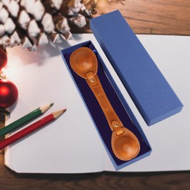 VANTOO Leather Weighted Bookmark Page Holder for Women Men, Open Book Weight Holder for Reading, Book Accessories Gift for Book Lovers Teachers Writers (Brown)