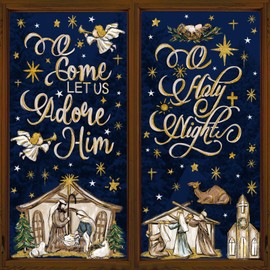 DULEFUN Christmas Window Clings 6 Sheets Jesus Nativity Window Stickers Decals Double-Sided Christmas Glass Window Decoration for Xmas Home Kitchen Office Decor Winter Holiday New Year