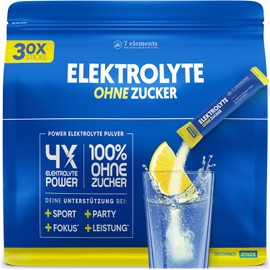 Electrolytes without sugar, pack of 30, for sports and hangovers, electrolyte powder, low calorie and sugar-free, 1390 mg premium power electrolytes with lemon flavour, 300 g