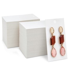 White Earring Display Cards, 200-Pack Hanging Earring Cards for Selling, Packaging, Storage, 500 GSM Thick and Sturdy Paper Material, Jewelry Holders (3.5x2 in)