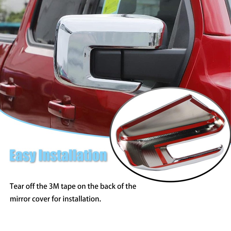 AUCERAMIC Chrome Mirror Covers Fit for Ford F150 2021-2024 Side