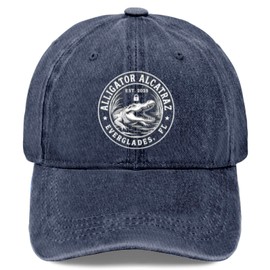 Alligator Alcatraz Hat for Trucker Hats Outdoor Caps Baseball Cap Soft Washed Ball Cap Cotton Alligator Florida Everglades Hat Navy Blue