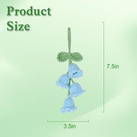 Cute Crochet Plant for Car Rear View Mirror,Boho Handmade Knitted Car Mirror Hanging Accessories for Women Girls, Interior Aesthetic Decor Truck Hanger Ornament Bag Charm (Lily of The Valley)