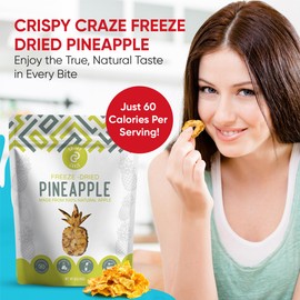 Crispy Craze Freeze Dried Pineapple (6 Snack Sized Bags, 0.52 oz Each), Pineapple Fruit Crisps, Non GMO, Healthy Snack, No Added Sugar & Additives, 100% Natural, Allergen Free, School Safe