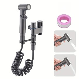 Premium Portable Bidet Sprayer Set with Adjustable Water Pressure for Modern Bathroom Bidet Toilet UseColor: Dark Grey, Body Material: ABS + Stainless Steel