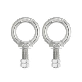 PATIKIL Lifting Shoulder Eye Bolts, 2 Pack M10x40 Screw Bolt 304 Stainless Steel Eye Bolts Threaded Screw Eyebolt Shoulder Ring with Double Nuts Fixed for Lifting Hanging