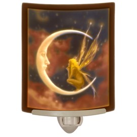 The Porcelain Garden Fairy Night Light Colored Porcelain Lithophane, Fairy Moon, Decorative Wall Plug in for Nursery, Bedroom Kitchen, Bath, Hallway Fantasy Themed Accent Light