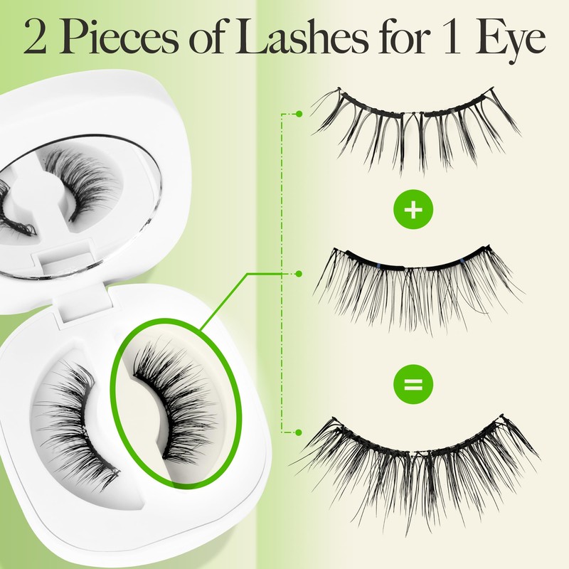 LASHVIEW LASHVIEW Magnetic Eyelashes Natural Look, Reusable Soft Magnetic Lashes