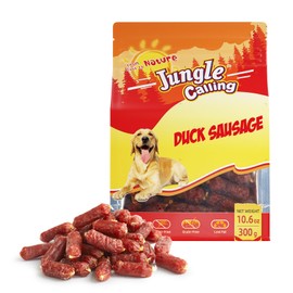 Jungle Calling Jungle Calling Dog Treats, Duck Sausage Dog Treats, Slow Roasted Chewy Duck Jerky Dog Treats, Grain-Free Soft Training Treats for Small and Medium Dogs, 10.6 oz