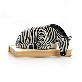 Hand Carved Soapstone Zebra Shelf Sitting Sculpture - Fair Trade