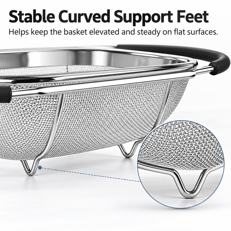 Adjustable Stainless Steel Sink Strainer Basket for Washing Produce –
