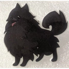 Pomeranian Black /Dark Brown Small Flat Acrylic Pin Tie Tac Jewelry
