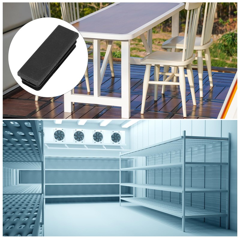 METALLIXITY 12pcs Rectangle End Caps (60x20mm) Plastic Rectangle Tube Insert