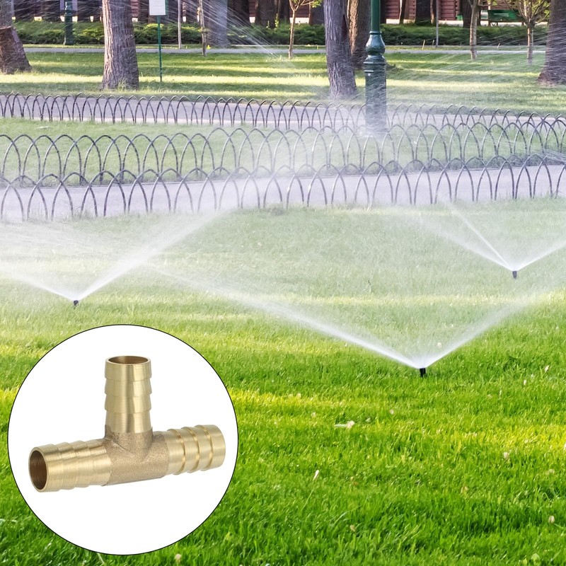PATIKIL 3/16" Brass Tee Hose Barb Fitting, 3 Ways Union