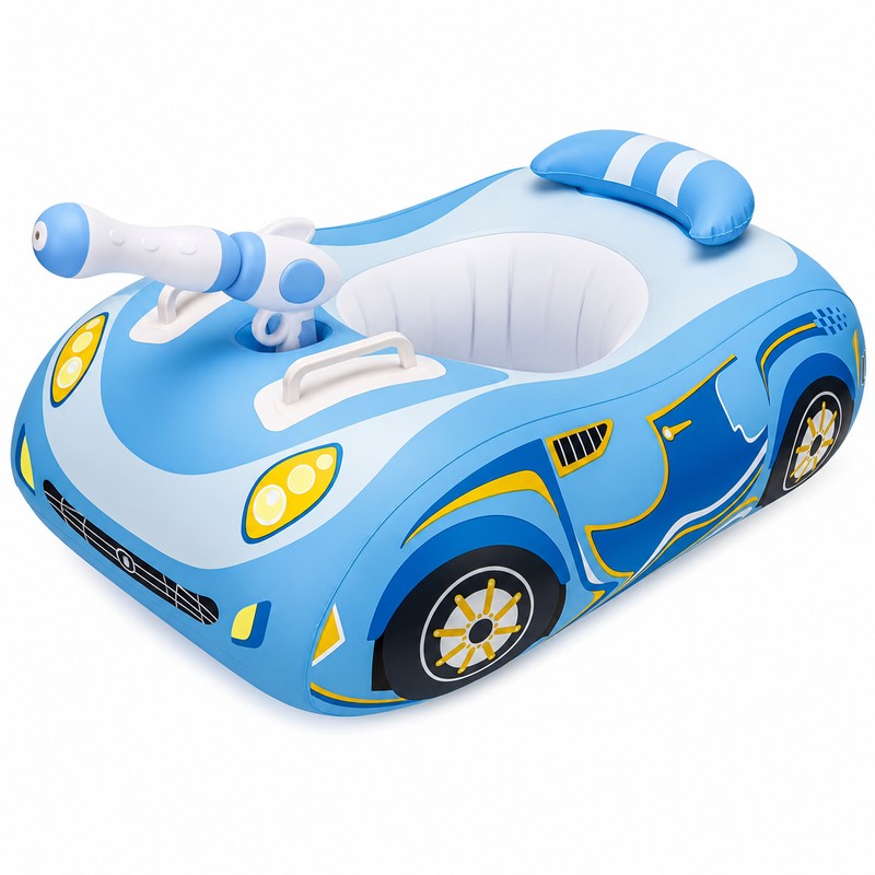 Kids Inflatable Car Pool Float with Removable Canopy & Water