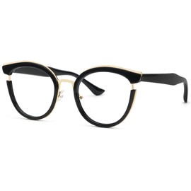 Zeelool Classic Cat Eye Glasses Frame with Non-prescription Clear Lens for Women ZJGT414068-01 Black