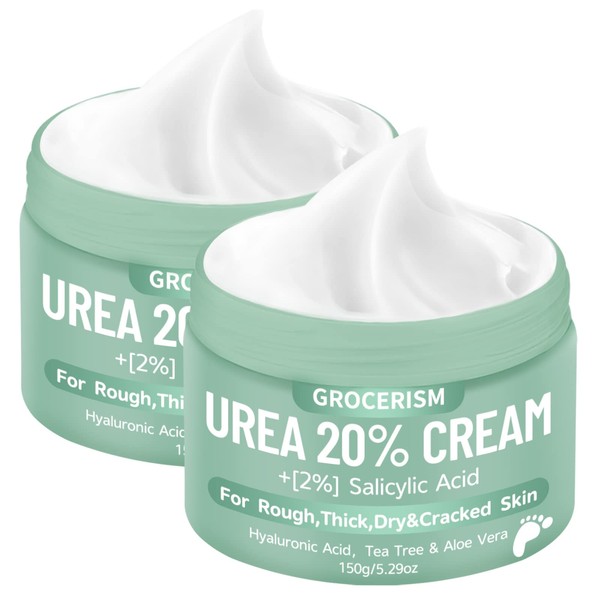2 Packs Urea Cream 20% 150 g Callus Remover Foot Cream, Hand Cream, Body Lotion with Hyaluronic Acid, Tea Tree and Aloe Vera for Deep Moisture, Callus Remover and Softening