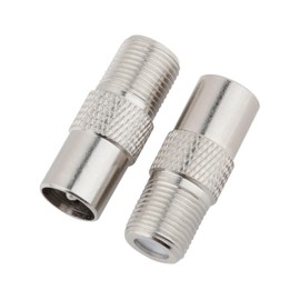 BHSTTNIXP 2 PCS TV Aerial Connector,Coaxial Cable Connectors,Copper F Female to Male TV Aerial Adapter for Cable Lead,Silver