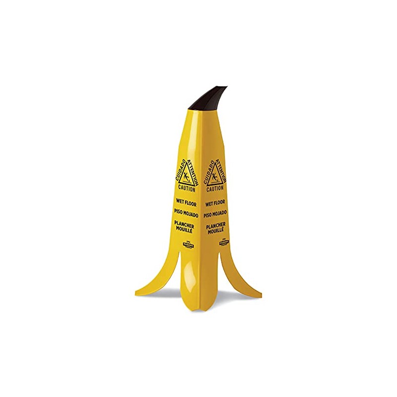 2' Yellow Banana Wet Floor Cone with Brown Stem