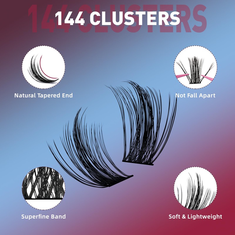 Mayhug Lash Clusters 144Pcs Cluster Lashes D Curl Individual Lashes