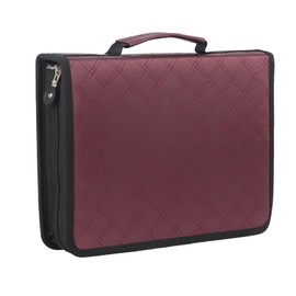 Portable Large Capacity PU Leather Fabric Pencil Case Zipper Pen Bag (Purple)