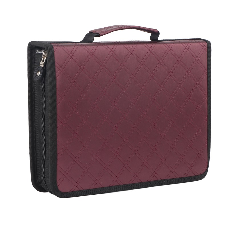 Portable Large Capacity PU Leather Fabric Pencil Case Zipper Pen