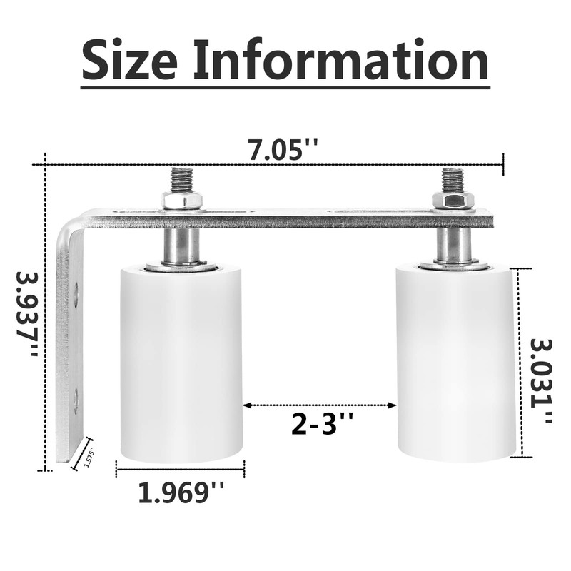 Wikbok Gate Roller Guide Adjustable 3'' Nylon Rollers Heavy Duty