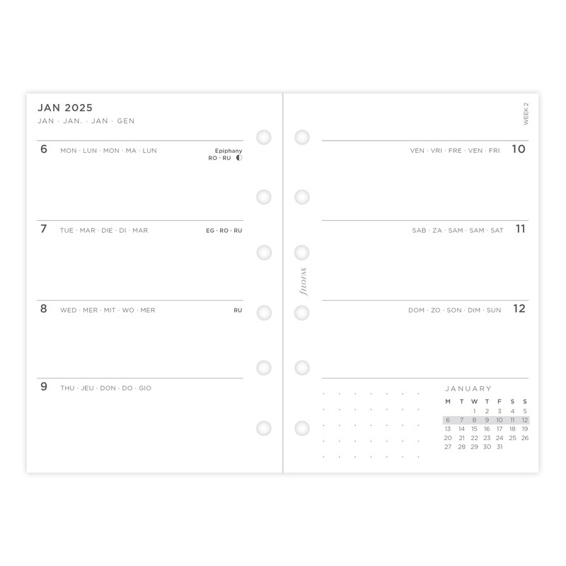 Filofax 2025 Pocket Diary Minimal Week on Two Pages