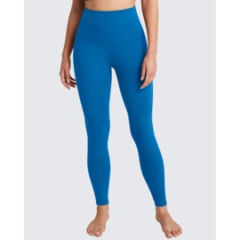 QUEENIEKE Workout Leggings for Women 27" - Ultra High Waisted Tummy Control Yoga Pants Butt Lifting Gym Training Tight (Beaucoup Blue Fleece-Lined, Medium)