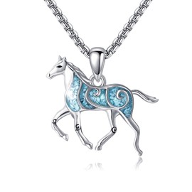 YAFEINI Horse Necklace Sterling Silver Turquoise Necklace Horse Jewelry Gifts for Women Men