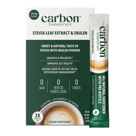 Carbon Sweeteners Pre-Biotic Natural Stevia Sweetener with Inulin - Good Source of Prebiotics That Supports Improved Gut Health, 30 Count (Pack of 1)