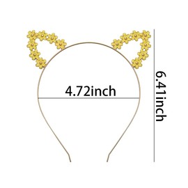 Cat Ears Headband Flower Headbands for Women Yellow Floral Headband Cute Cat Ears Headbands Kawaii Hair Accessories for Girls Women Cosplay Cat Party Decorations