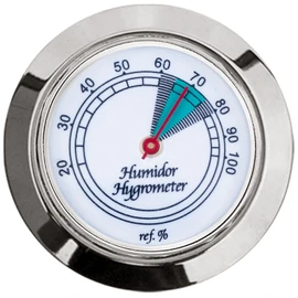 Medium Round Analog Hygrometer Humidity Gauge for Humidors - Color: Chrome
