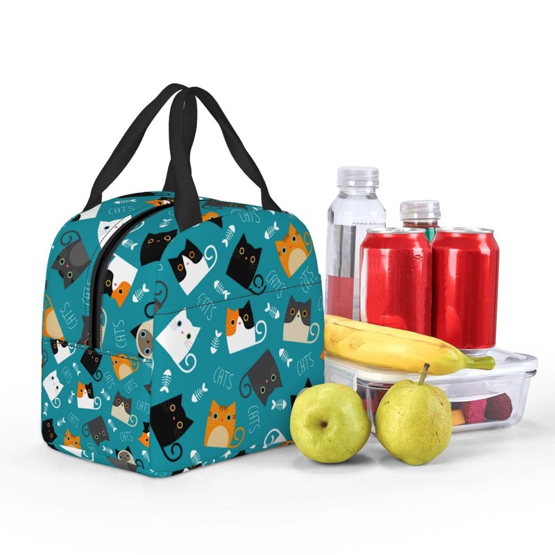 JIMOWANG Funny Cats Portable Lunch Bag Compact Tote Bag Reusable