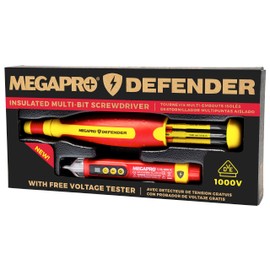 MEGAPRO® 6-in-1 Insulated Multi-bit Screwdriver | VDE Certified | 1000V Protection | Electrician's Screwdriver | Electrical Trade Multi-bit Driver | Includes FREE Voltage Tester | The Defender™