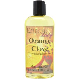 Orange Clove Massage Oil, 4 oz, with Sweet Almond Oil and Jojoba Oil, Preservative Free, Perfect for Aromatherapy and Relaxation