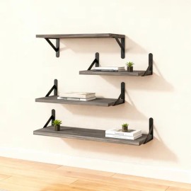 Estante Flotante Immek 4, Mueble Minimalista De Madera Para Decoracin Del Hogar, Gris
