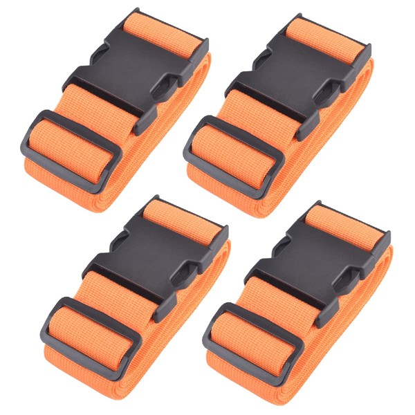 TRIWONDER Cargo Tightening Belt, Multi-Purpose, Fixed Belt, Seismic Prevention Goods, Suitcase Belt, One-Touch Adjustable, Cargo Strap, Luggage Strap, Set of 4, orange - 5mm