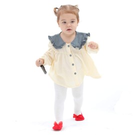 EPEIUS Little Girls Tights with Shoes Toddler Girls Seamless Non Slip/Skid Grip Leggings Organic Cotton Tights with Bow Footed Pants Stockings for 2-4 Years,Black/Red/Pink