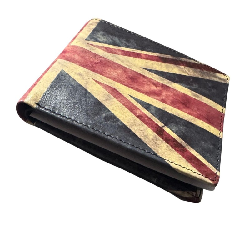 Union Jack Leather Card Holder Wallet, 8 Card Slots, RFID