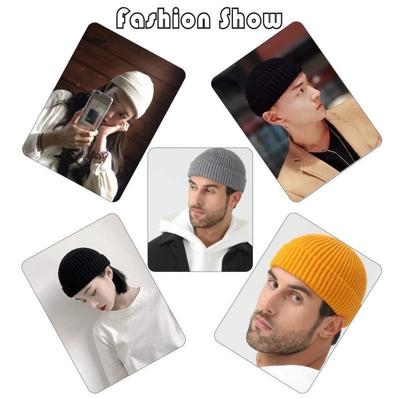 Winter Beanie Hat, Roll up Edge Skullcap Fisherman Beanie, Unisex