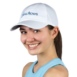 TrailHeads - Sombreros para Correr con protección UV para Mujer, 50+ UPF - Sombreros de Verano para Mujer, Gorra de béisbol - Tenis, Golf, Gimnasio, Entrenamiento, Blanco con Logotipo, One Size