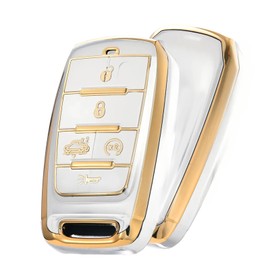 ELOHEI Key Fob Cover for Dodge Ram, Premium Soft Full Protection Key Fob Case for 2019 2020 2021 2022 Dodge Ram 1500 Accessories, 5 Buttons (White)