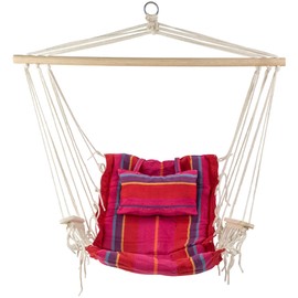 Northlight 32756772 Blue Brown and Yellow 21" x 37" Striped Hammock Chair with Pillow and Armrests