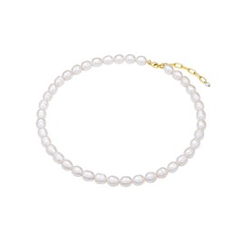 Valero Pearls Women's Necklace 925 Sterling Silver with Freshwater Cultured Pearls Approx. 8.0-9.0 mm, Silver, freshwater-cultured pearls