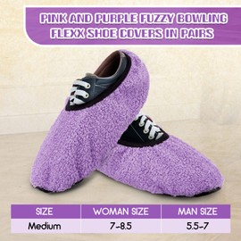 2 Pairs Women Bowling Shoe Cover Fuzzy Non Slip Bowling Shoes Protector Purple and Rose Red Bowling Shoe Protector Covers for Woman Adults Accessories, Size 7-8.5