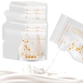 OUDQFCJ Pack of 50 Breast Milk Storage Bags, Pre-Sterilised, Leak-proof Milk Bags, Breast Milk Bags with Double Zip (250 ml)