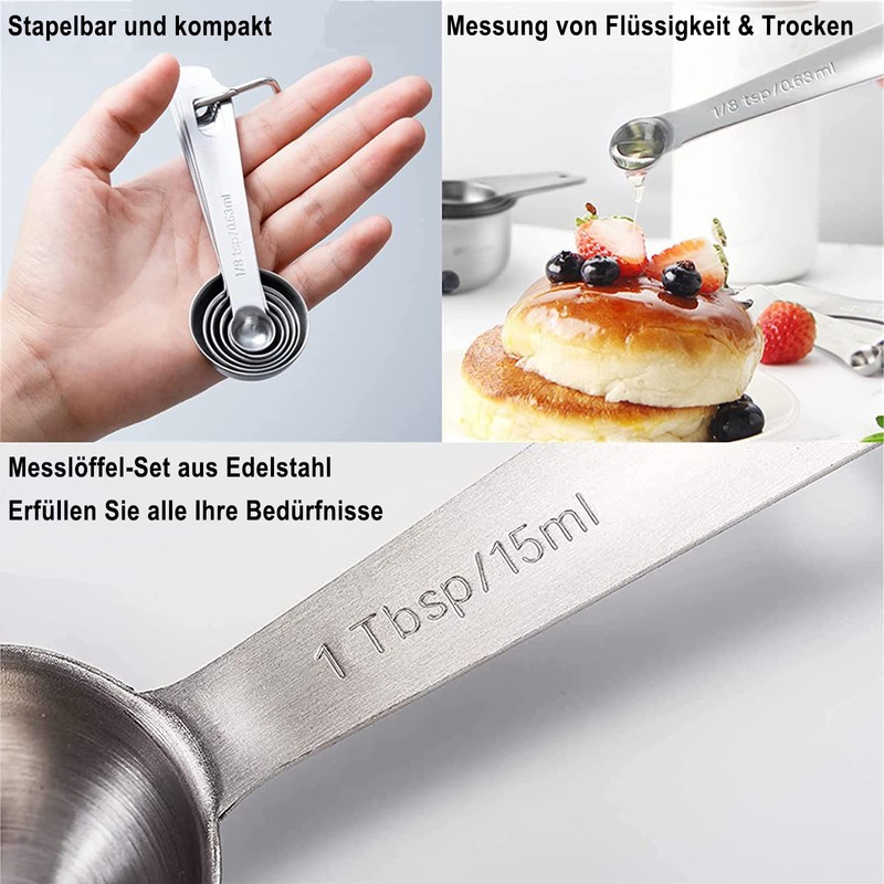 Measuring Spoon Set Stainless Steel Tea Spoons 6 Pieces Cup