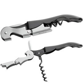 OCS Parts Professional Series Waiters Corkscrews | 2-Pack Black | Stainless Steel Wine Key Opener with Foil Cover for Homes, Parties, Bartenders, Waiters and Waitresses, Restaurants and Wineries
