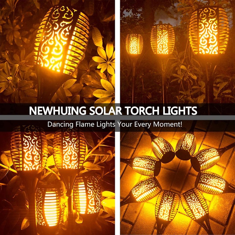 4PCs Solar Torch Lights Outdoor, 43 inch 96 LED, Waterproof